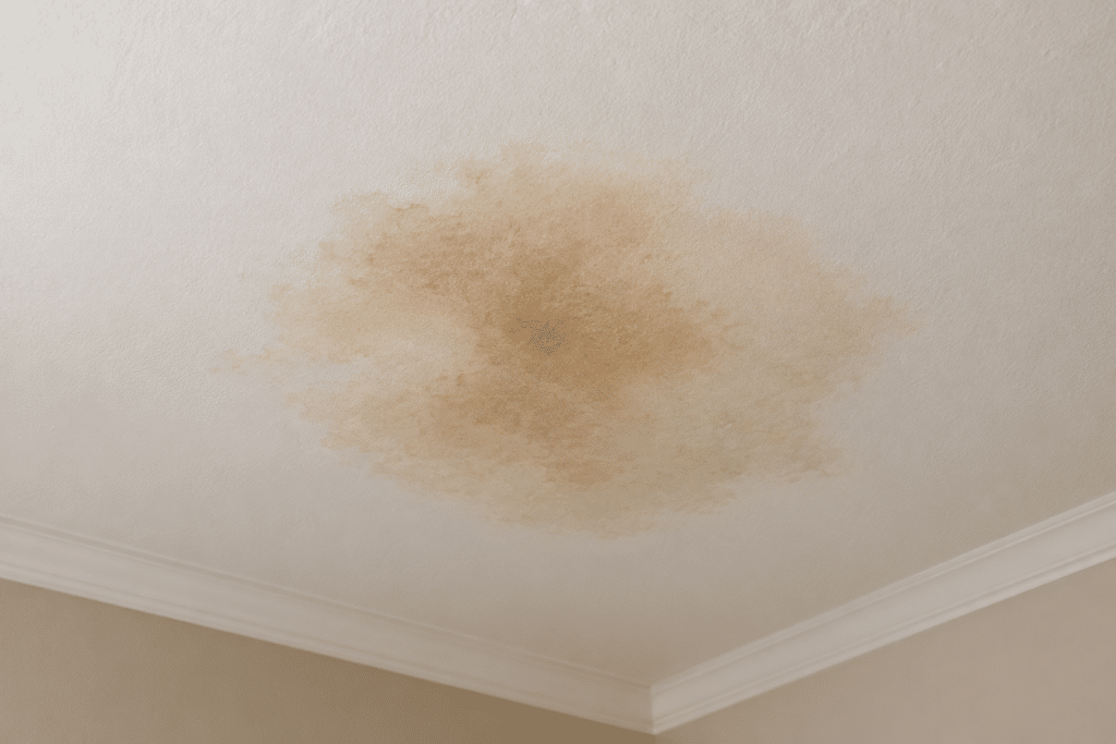 Brown stain spreading across a ceiling in a Bolingbrook home with no visible leak